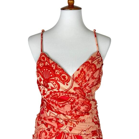 Farm Rio Red Jaipur Crossover Linen Blend Maxi Sundress Women’s Size Small NEW - Picture 3 of 16